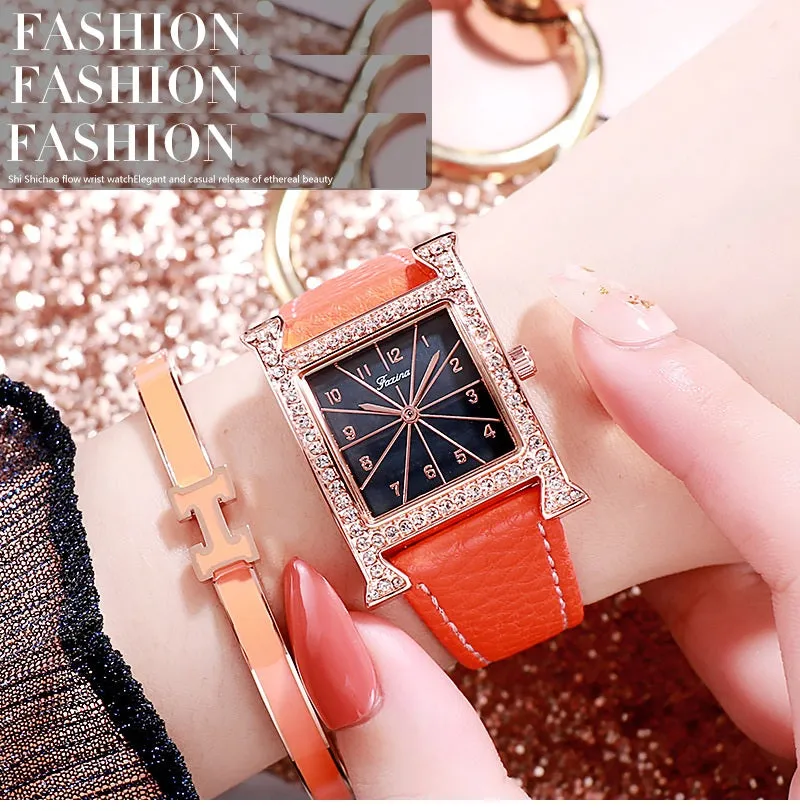 Square Pattern 5 Pcs Set Women's Watch