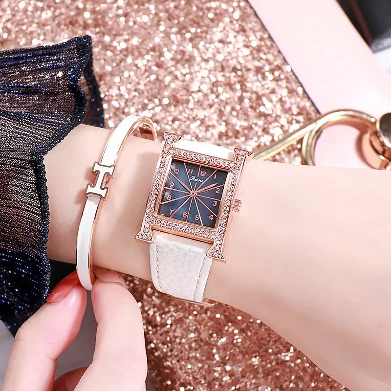 Square Pattern 5 Pcs Set Women's Watch