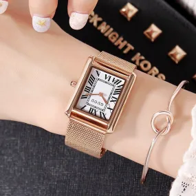 Square Pattern Roman Number Scale Women's Watch