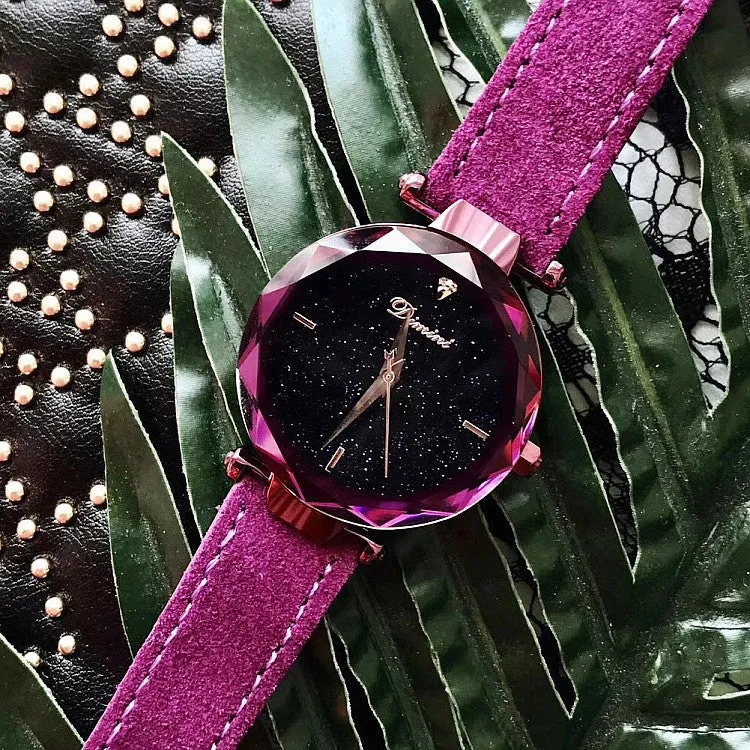 Starry Dial Fur Strap Women's Watch