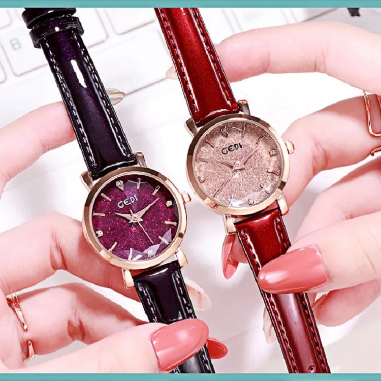 Starry Dial Leather Strap Women's watch