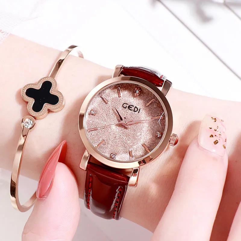 Starry Dial Leather Strap Women's watch