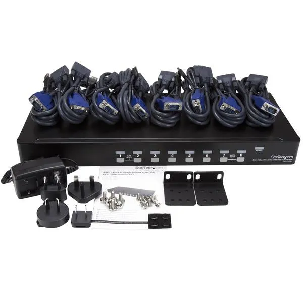 Startech.Com 8 Port 1U Rackmount Usb Kvm Switch Kit With Osd And Cables - Rack Mount Kvm - Vga Kvm Switch - 8 Port Kvm S