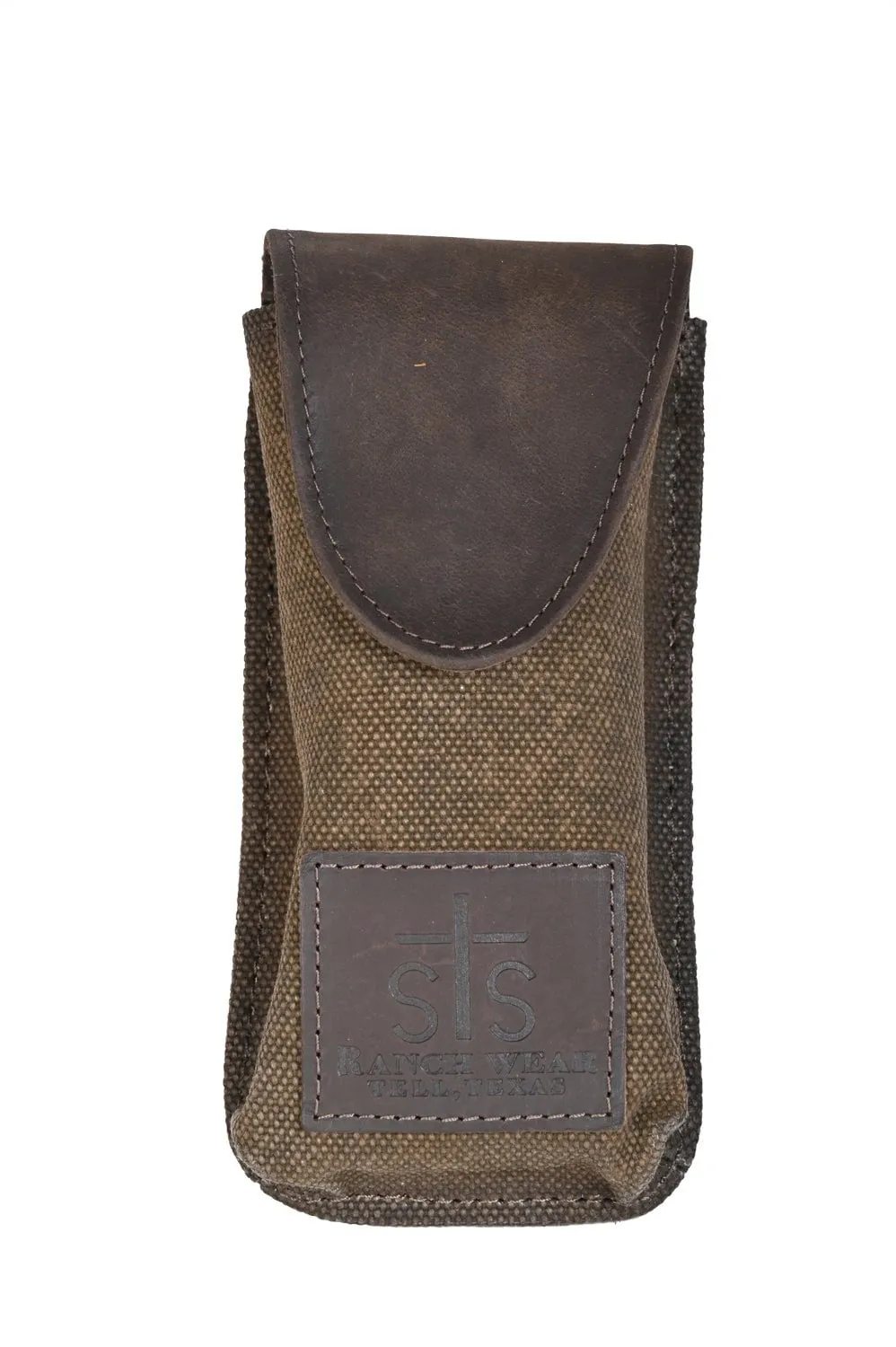 STS Ranchwear Unisex Trailblazer Vertical Canvas Brown Leather Sunglass Case