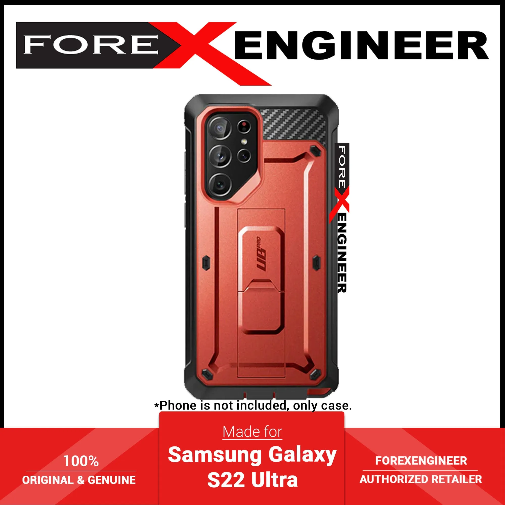 Supcase Unicorn Beetle Pro Rugged Case for Samsung Galaxy S22 Ultra - Metallic Red