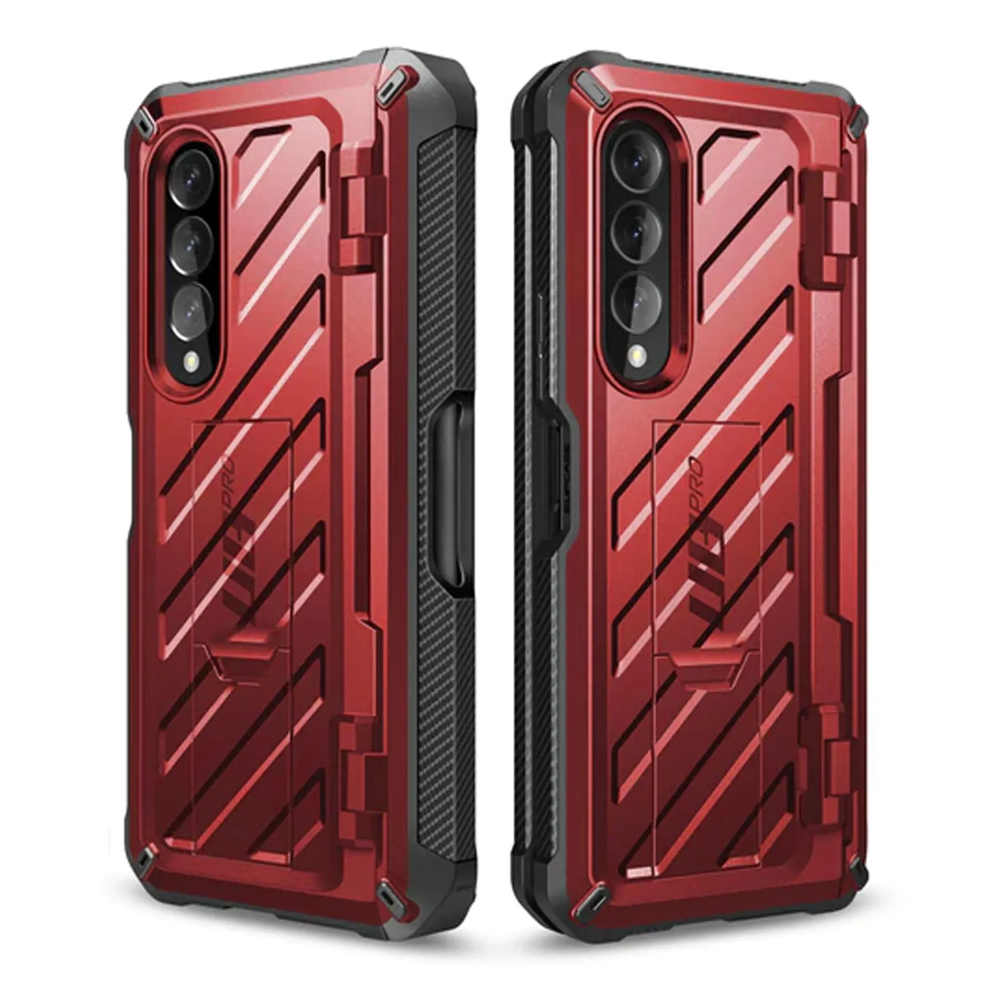 Supcase Unicorn Beetle Pro Rugged Case for Samsung Galaxy Z Fold 4 with Built-in Screen Protector - Metallic Red