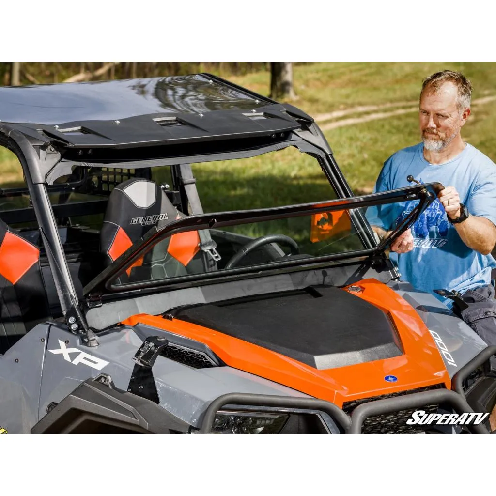 SuperATV Polaris General 1000 Flip-Down Glass Windshield