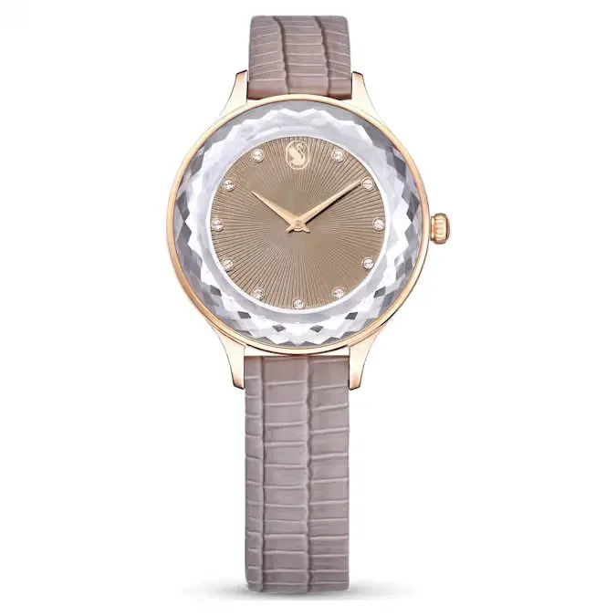 Swarovski Octea Nova Ladies Rose Gold-Tone Taupe Watch 5649999