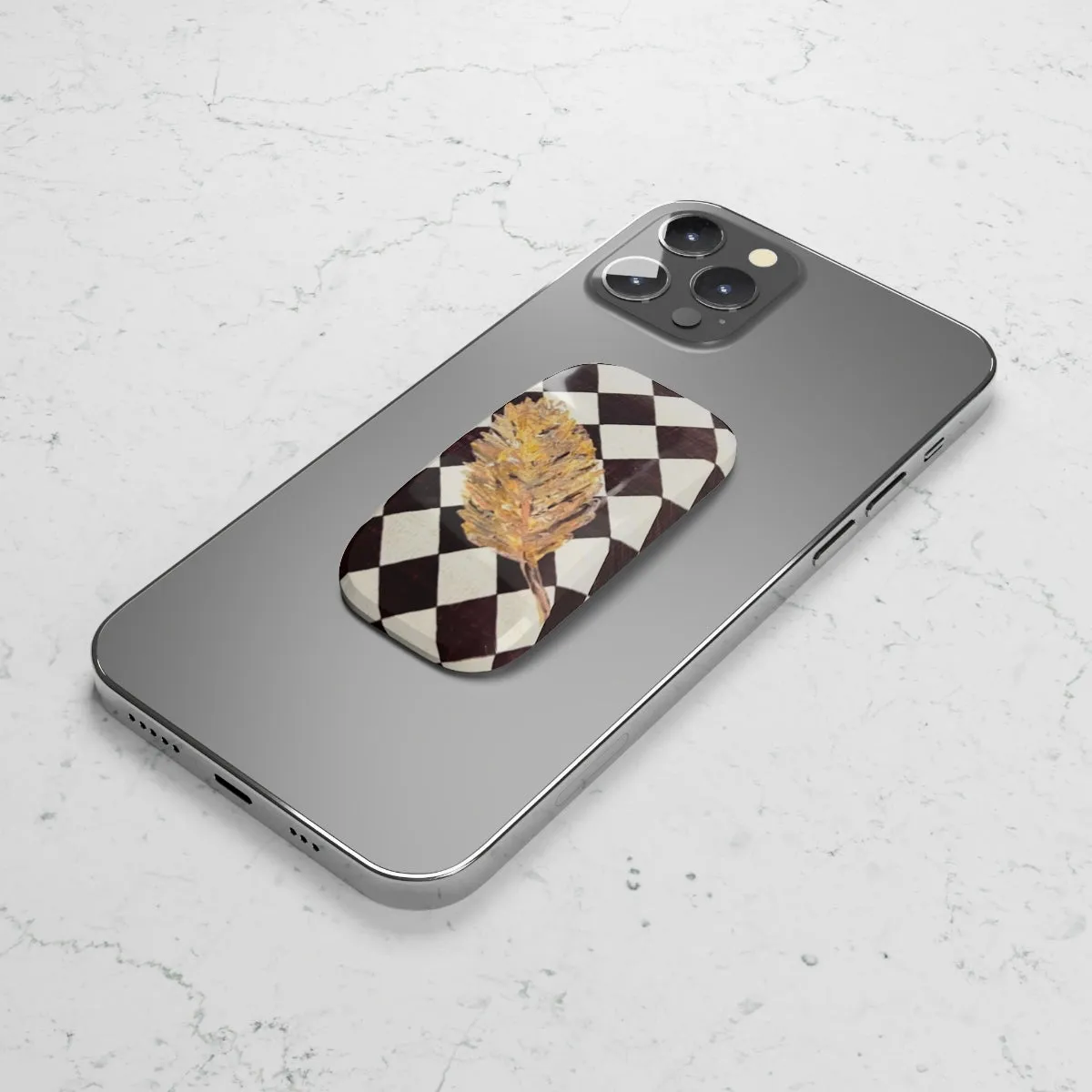 The Golden Leaf Diamond Phone Click-On Grip