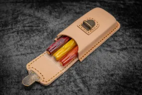 The Old School - Leather Molded Pen Case for 3 Pocket Pens -  Undyed Leather