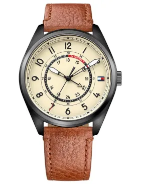 Tommy Hilfiger Dylan Mens Watch - Beige Dial - Light Brown Leather Strap - 50m