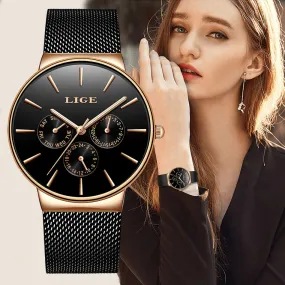 Trendy Rose Gold Luxury Waterproof Wristwatch