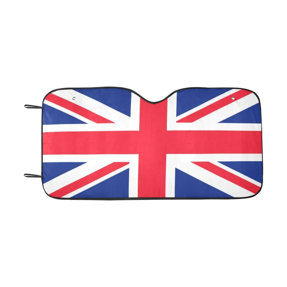 UK Flag Windshield Sun Shade, United Kingdom England Car Accessories Auto USA Patriot Protector Window Visor Screen Decor 55" x 29.53"