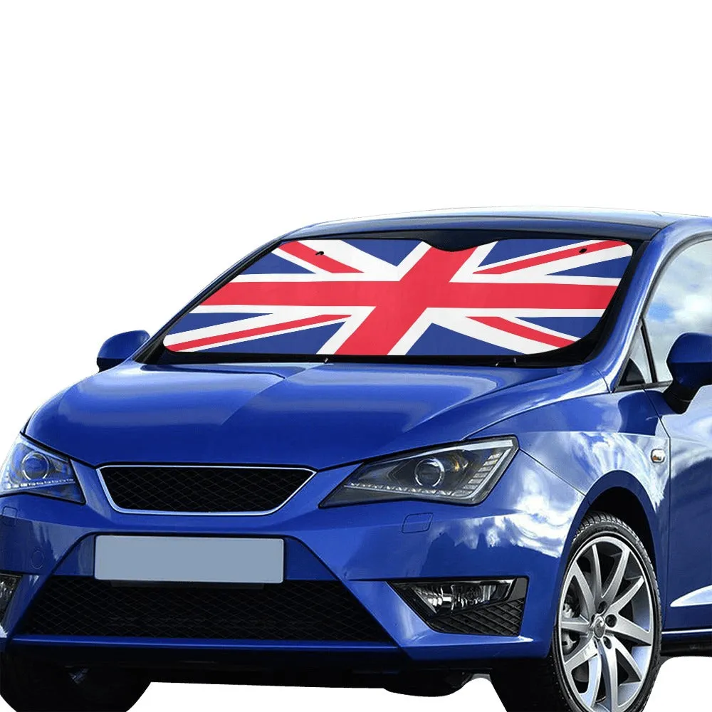 UK Flag Windshield Sun Shade, United Kingdom England Car Accessories Auto USA Patriot Protector Window Visor Screen Decor 55" x 29.53"