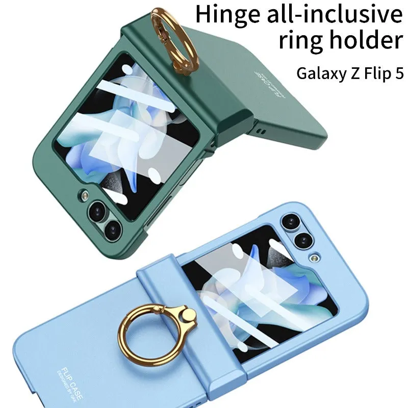 Ultra-thin Matte Phone Case With Ring Bracket For Samsung Galaxy Z Flip 5