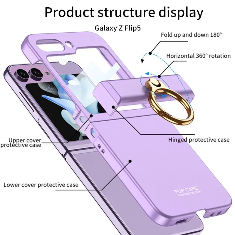 Ultra-thin Matte Phone Case With Ring Bracket For Samsung Galaxy Z Flip 5