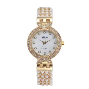 Ultra-thin Pearl Strap Quartz Women's Watch