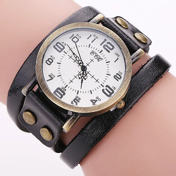 Vintage Cow Leather Bracelet Watch High Quality Women WristWatch Luxury Casual Quartz Watch