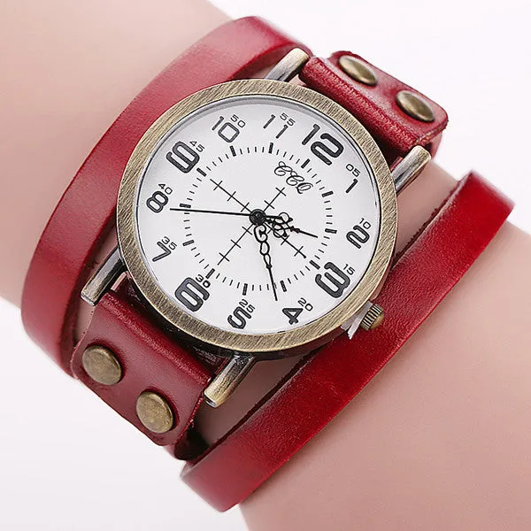 Vintage Cow Leather Bracelet Watch High Quality Women WristWatch Luxury Casual Quartz Watch