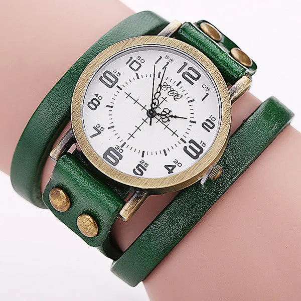 Vintage Cow Leather Bracelet Watch High Quality Women WristWatch Luxury Casual Quartz Watch