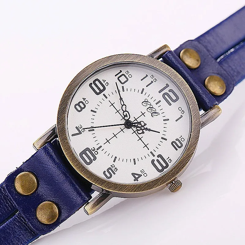 Vintage Cow Leather Bracelet Watch High Quality Women WristWatch Luxury Casual Quartz Watch