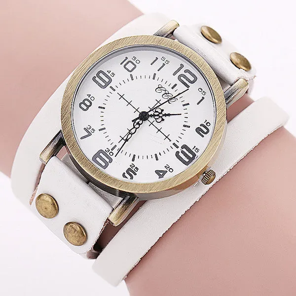 Vintage Cow Leather Bracelet Watch High Quality Women WristWatch Luxury Casual Quartz Watch