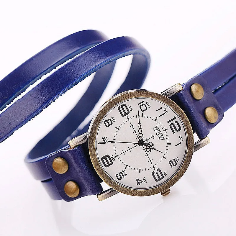 Vintage Cow Leather Bracelet Watch High Quality Women WristWatch Luxury Casual Quartz Watch