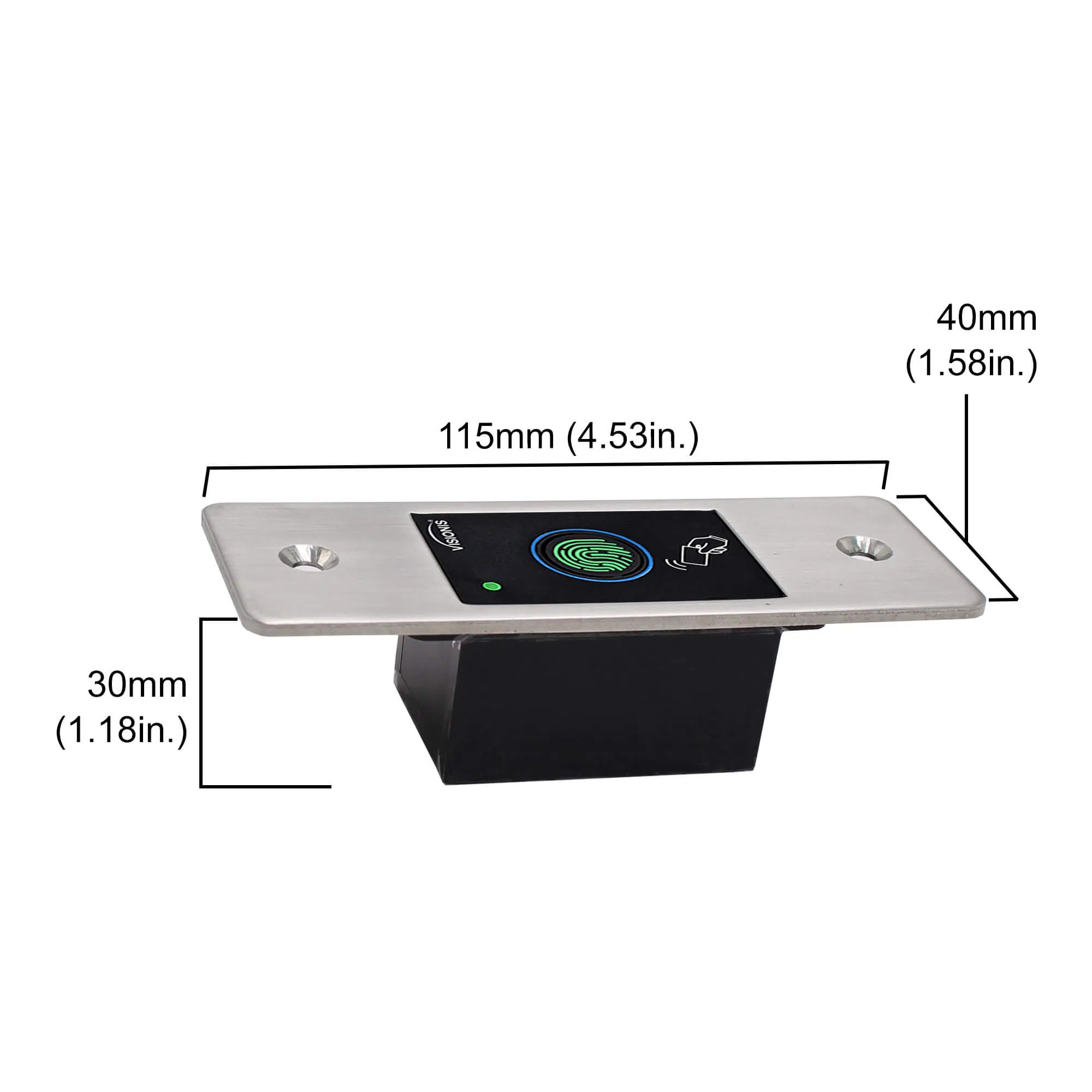 Visionis VIS-3027 – Indoor   Outdoor Rated IP66 Metal Access Control Standalone Only Biometric Fingerprint   Reader   100 Fingerprints And 3000 EM Cards   Flush Mount Slim Design