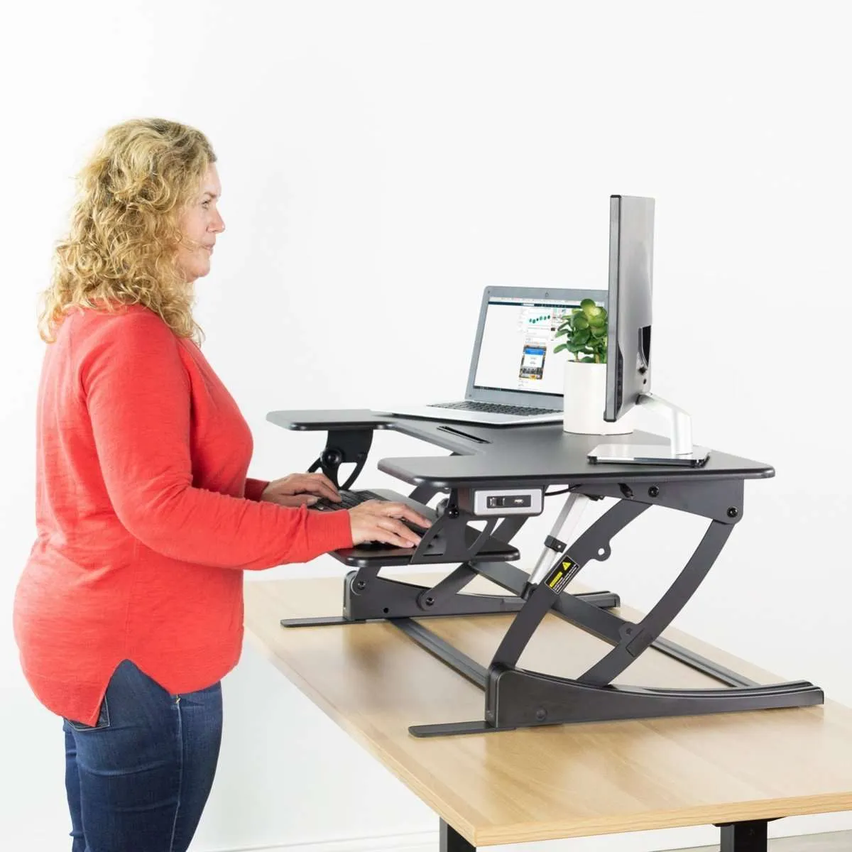 VIVO 42" Black Electric Height-Adjustable Extra Wide StandUp Desk Converter, DESK-V000VLE