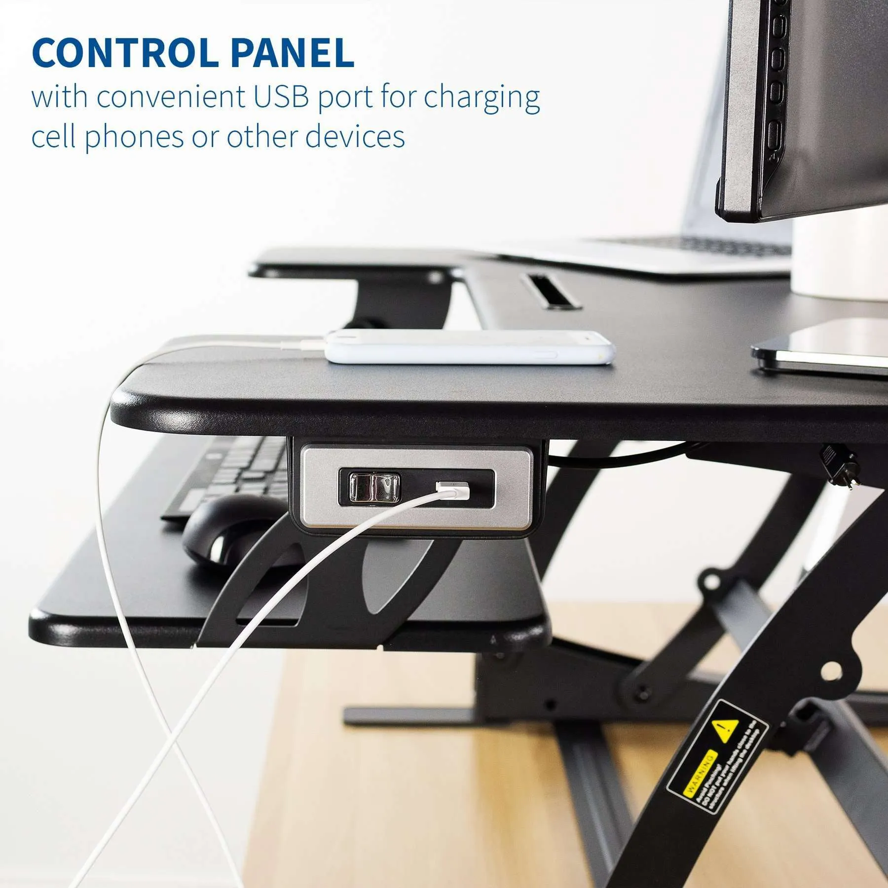 VIVO 42" Black Electric Height-Adjustable Extra Wide StandUp Desk Converter, DESK-V000VLE