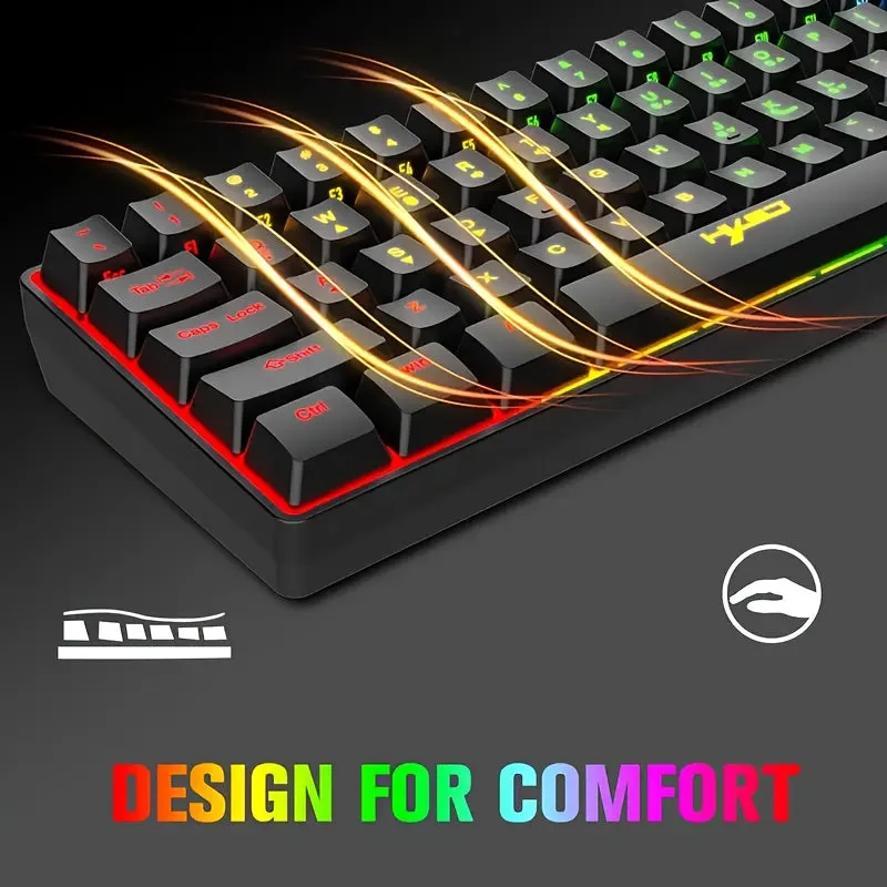 Wireless Gaming Keyboard, 61 Keys BT 5.0   2.4G Dual-Mode Wireless Rainbow Backlit Ergonomic Ultra-Compact Silent 60% Keyboard for Windows Mac PC PS4 Gamer