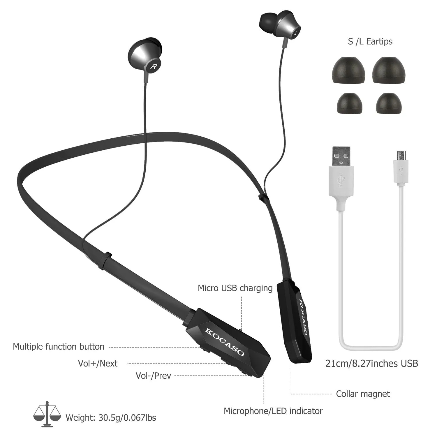 Wireless Neckband V4.2 Sweat-proof Sport Headsets Earbuds