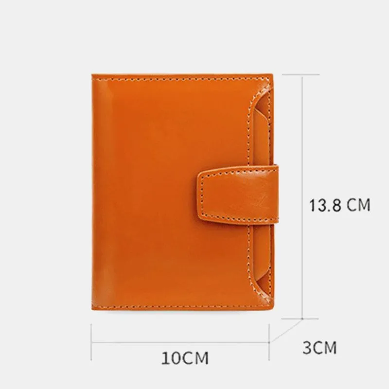 Women Genuine Leather Bifold Short Anti-magnetic Wallet Slot Card Case Coin Purse