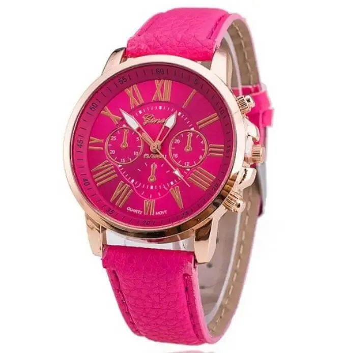 Women Sport  Leather Band Quartz Wristwatch