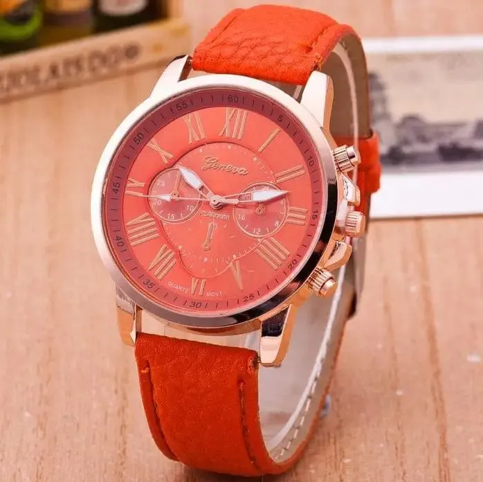 Women Sport  Leather Band Quartz Wristwatch