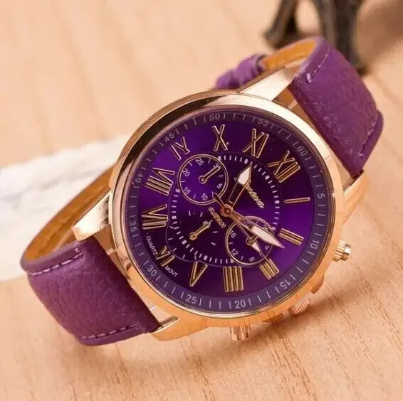 Women Sport  Leather Band Quartz Wristwatch