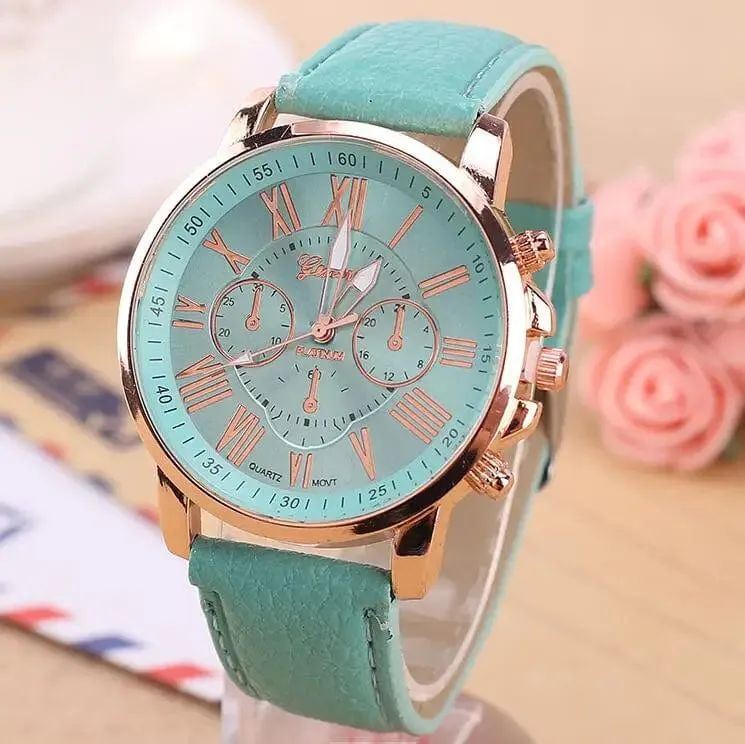 Women Sport  Leather Band Quartz Wristwatch