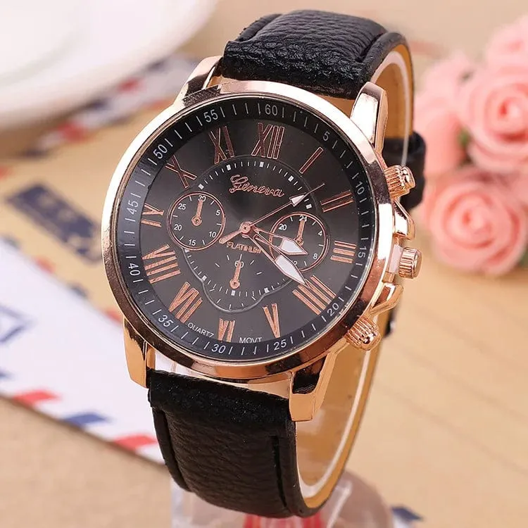 Women Sport  Leather Band Quartz Wristwatch