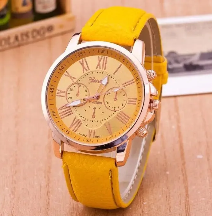 Women Sport  Leather Band Quartz Wristwatch