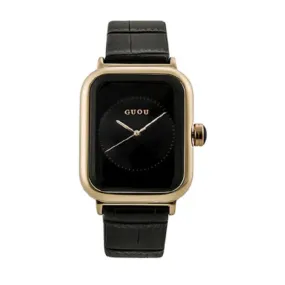 Women's Watch black square pattern dial leather strap quartz women's clothing watch