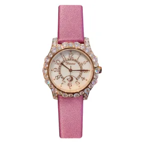 Women's Watch Diamond-set dial with bright luxury leather strap elegant watch