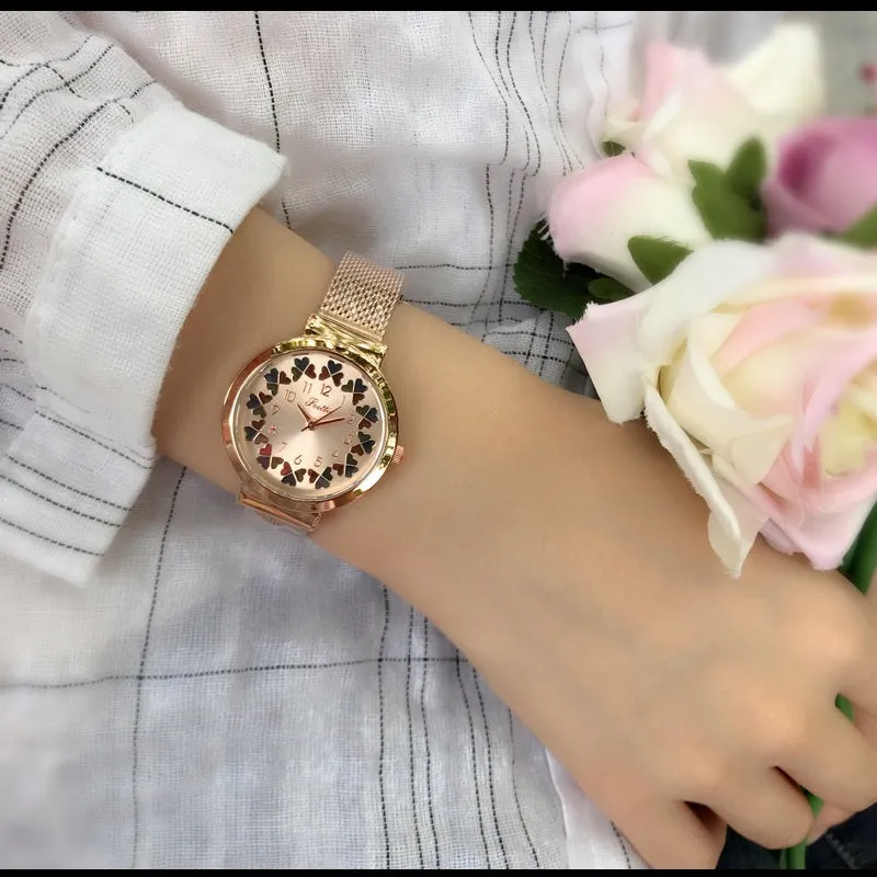 Women's Watch Love Flower Dial Milan mesh Casual watch