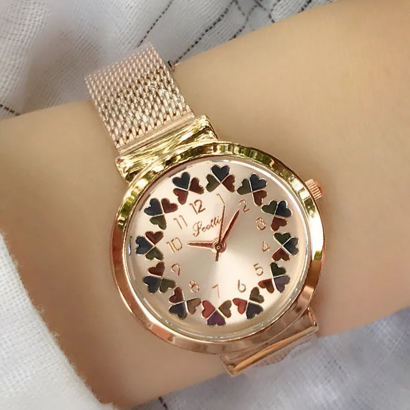 Women's Watch Love Flower Dial Milan mesh Casual watch