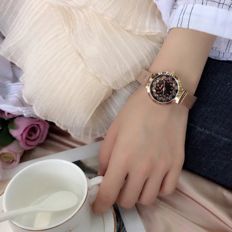 Women's Watch Love Flower Dial Milan mesh Casual watch