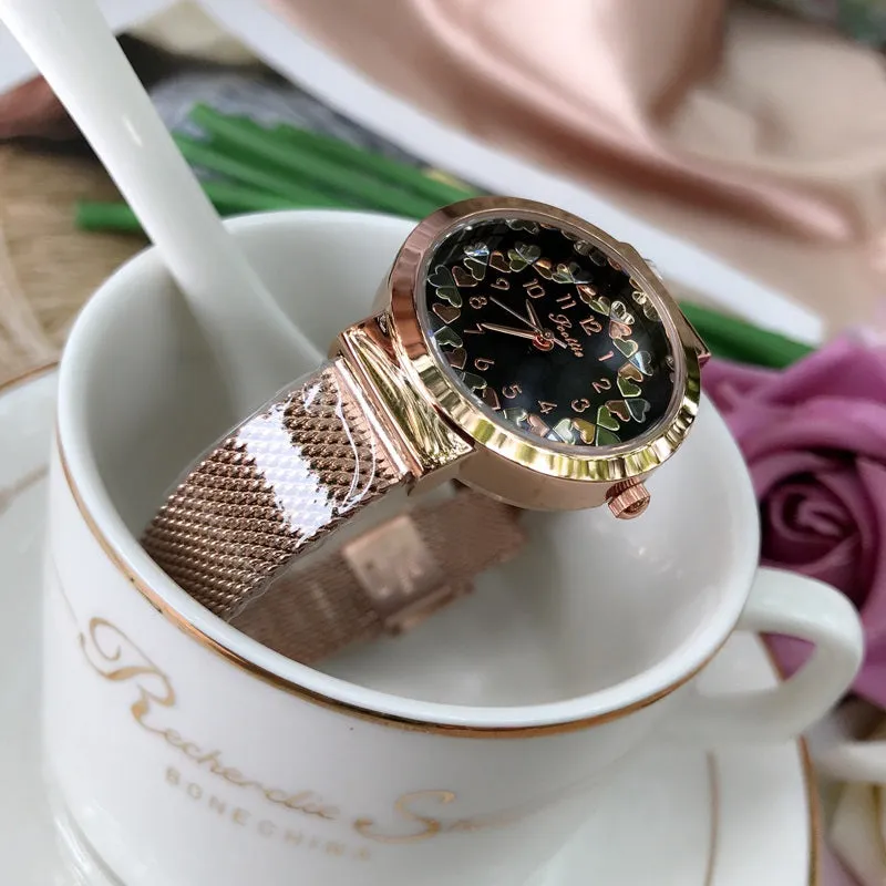 Women's Watch Love Flower Dial Milan mesh Casual watch