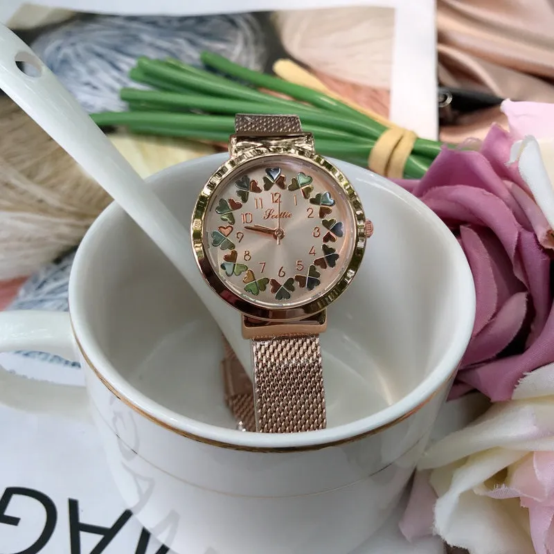 Women's Watch Love Flower Dial Milan mesh Casual watch