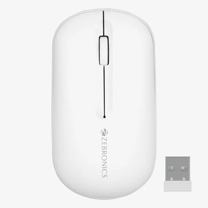 ZEBRONICS PULSE (White) Wireless Mouse, Multi Connectivity, Dual Bluetooth, for Mac, Laptop, Computer, Tablet, 2.4GHz, 1200 DPI, Comfortable & Lightweight